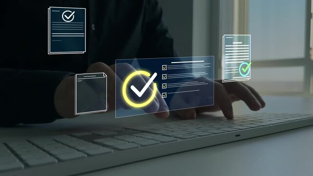 Professional checklist approval and quality compliance showing audit process,workflow management,documentation,standards,business control for efficient enterprise operations digital system platform.	