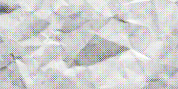 Abstract crumpled paper texture with halftone dots on white background vector