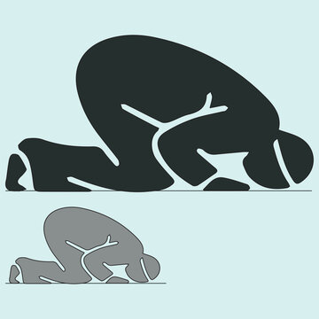 Islamic prayer prostration icon vector set of sujud positioning for ramadan and eid design