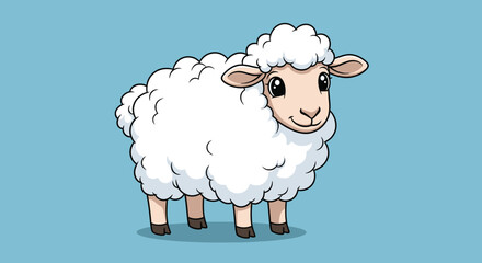 Flat Cute Cartoon Sheep Standing Alone Editable Vector Graphic © STOCK MANIA