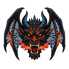 Fototapeta premium ornate fire breathing dragon head mascot vector graphic template