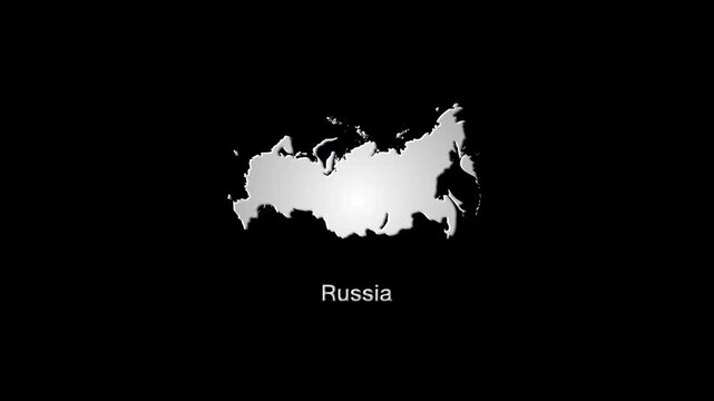 Russia map revealing with colorful digital glitch effects