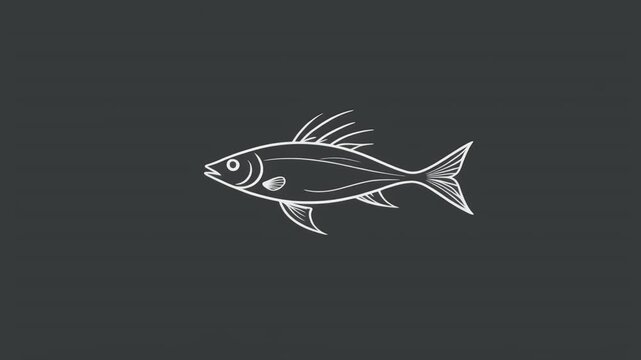 An illustration of a fish swimming in water is shown in profile view on a dark background.