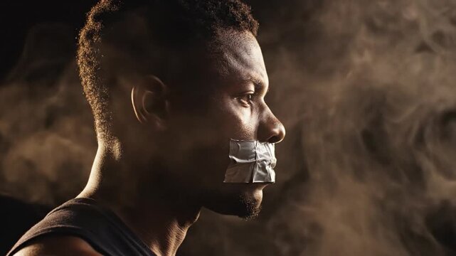 Dramatic Male Portrait in Cinematic Lighting. 4K Video