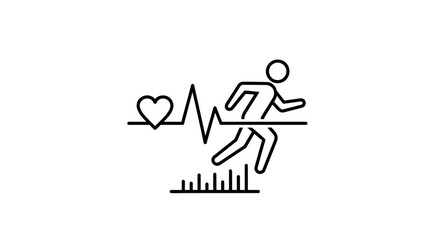 Fototapeta premium Runner crossing finish line with heartbeat and EKG line, symbolizing fitness and health
