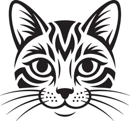 Obraz premium Stylized cat face portrait vector art, intricate feline head outline design
