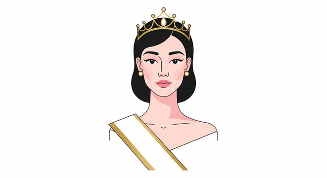 Beauty pageant queen wearing crown and sash