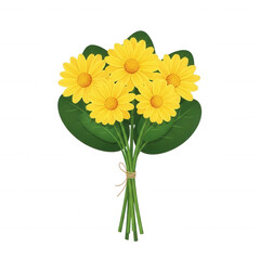 Fototapeta premium Bright yellow gerbera daisies bouquet in hand isolated on transparent background