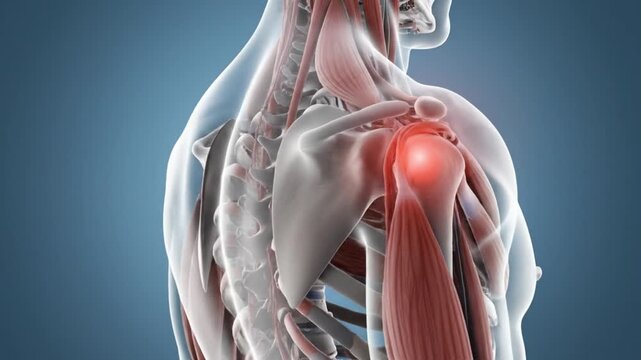 Human Shoulder Pain Medical Anatomy Animation. 4K Video
