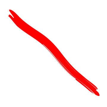 Abstract red brush stroke on a transparent background, dynamic and energetic, A vibrant red brushstroke curves across a stark white backdrop, conveying a sense of motion and artistic expression