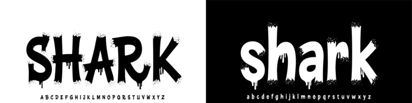 Shark Graffiti ,street art culture,
Bold graffiti brush font with dripping paint style, perfect for street posters, urban branding, and edgy designs.vector illustration 