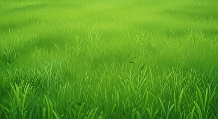 Fototapeta premium A vibrant, painterly close up of dense green grass blades bathed in warm summer light, evoking tranquility and natural beauty.