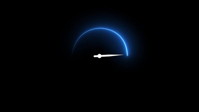 Glowing neon speedometer icon black background. neon line Digital speed meter animation,Motion graphics of speedometer concept