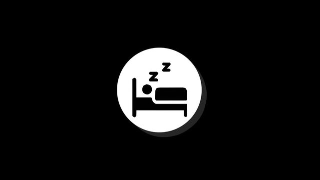 Sleep icon motion graphic animation on green background with bed and snoring symbol in white circle. animation Motion graphics of Sleep icon concept