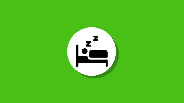 Sleep icon motion graphic animation on green background with bed and snoring symbol in white circle. animation Motion graphics of Sleep icon concept