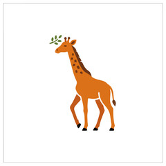 Fototapeta premium Minimalist Walking Giraffe Flat Vector Illustration