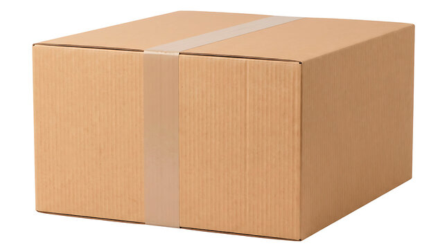 A plain brown cardboard box, sealed with clear tape, ready for shipping or storage. Its simple design suggests practicality and utility.