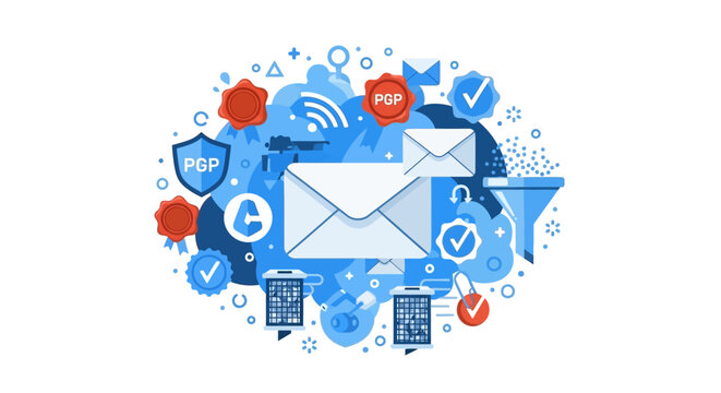 Email Security and PGP Encryption Illustration for Data Privacy and Secure Communication Concepts