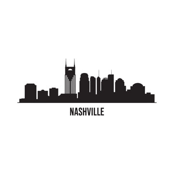 Nashville skyline silhouette against a white background