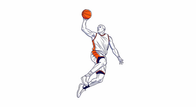 Male basketball player dunking