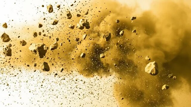 Dust and debris explosion in mid-air
