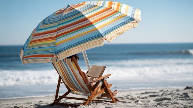 Beach chair umbrella ocean relaxation
