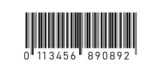 Obraz premium UPC barcode vector isolated on light background simple example vector icon, universal tag for scanning retail product code illustration