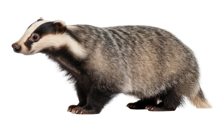 European Badger with distinctive black and white striped face © Natalia