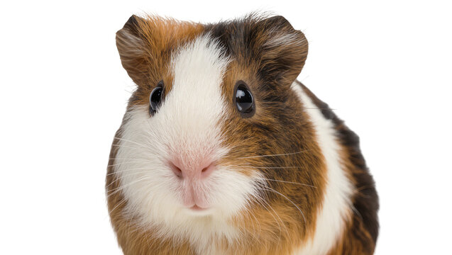 Tri-color guinea pig with white brown, and tan fur
