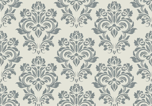 Vintage floral damask seamless pattern with elegant ornamental wallpaper style background design