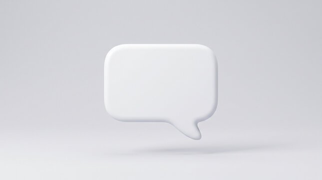 Blank Speech Bubble: A clean, minimalistic 3D render of a blank speech bubble icon, perfect for representing conversation, communication, or ideas in digital design.