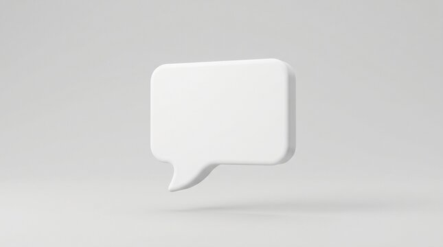 Blank Speech Bubble: A clean, minimalist 3D rendered speech bubble, perfect for adding text and creating a visual for communication, ideas, or feedback.