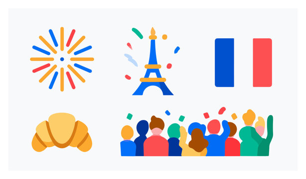 French culture festive Parisian celebration symbols.