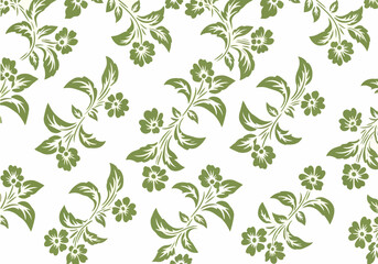 Elegant green Wallpaper Pattern Featuring Seamless Damask Ornament and Botanical Decorative Symmetry Throughout © Stencil