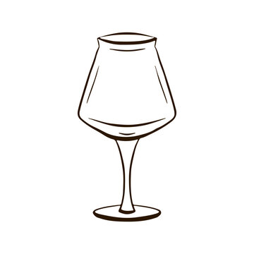 Teku Stemmed Beer Glasses silhouette in simple line art style. Craft beer glassware for brewery bar menu, pub, drink label or restaurant signage.