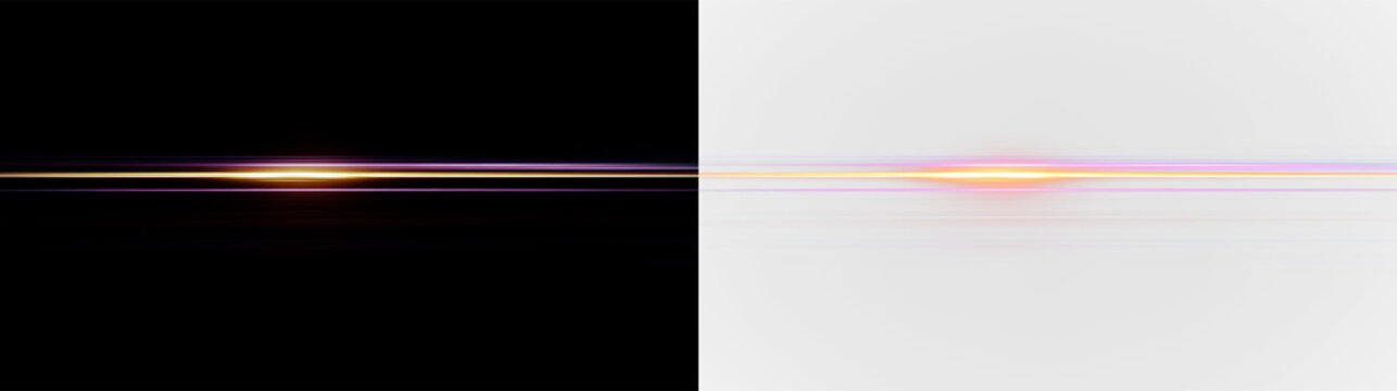 Colorful lines create a dynamic visual effect isolated on transparent and black background, for various design uses and digital projects, light overlay, PNG