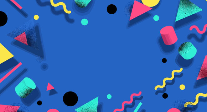 80s retro geometric shapes Memphis style abstract background with colorful abstract elements