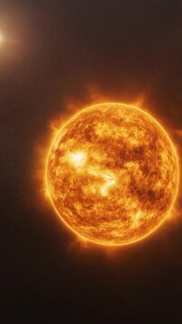 Sun surface isolated on space background, Close-up view of sun surface with violent activities. 