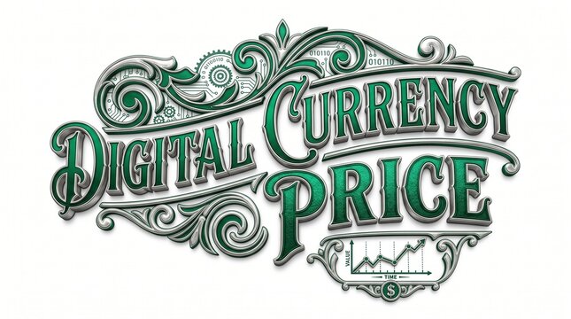 Digital Currency Price with Growth Chart and Binary Code Elements