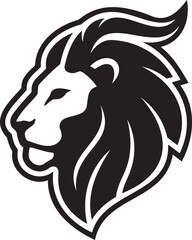 Lion head side profile vector logo majestic male wildcat mascot with flowing mane aggressive jungle king animal black and white silhouette graphic emblem © digital mine