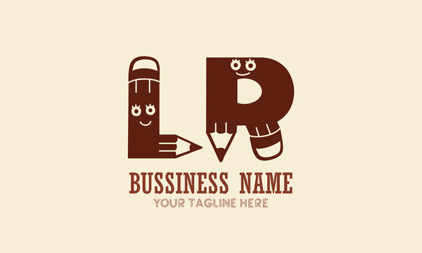LR L lr initial logo | initial based abstract modern minimal creative logo, vector template image. luxury logotype logo, typography logo. initials logo, school logo, pencil, smily logo, stationary.