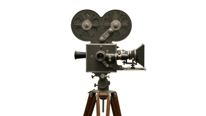 Vintage film camera on tripod with two reels © Andrei