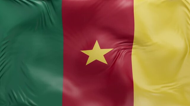 Cameroon flag waving Seamless silk flag 3d animation slow motion Looping
