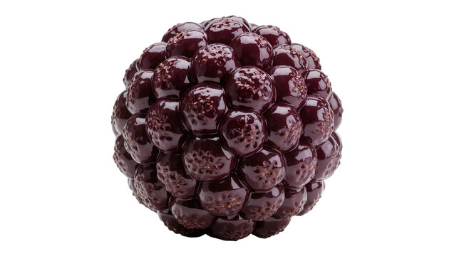 Dark purple blackberry cluster with textured drupelets