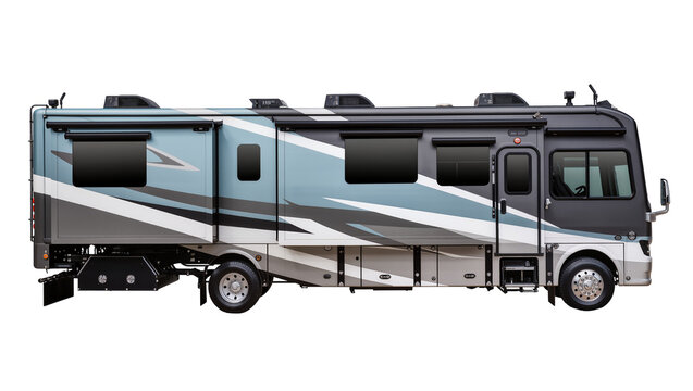 Luxury RV motorhome with modern design and slide-outs