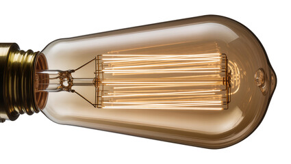 Edison light bulb with visible filament and brass base