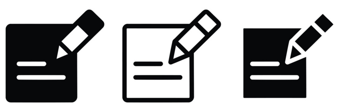 Editable document icons with pencil for business and design use, Representing editing and writing, Document editing icons