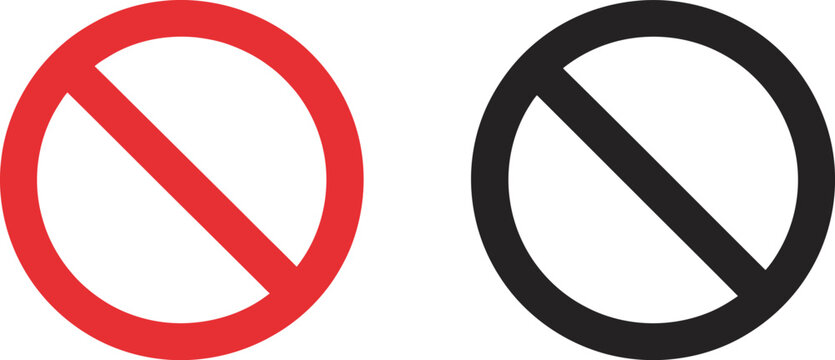 No entry, prohibition icons, red and black universal restriction signs indicating stop and forbidden access concepts.