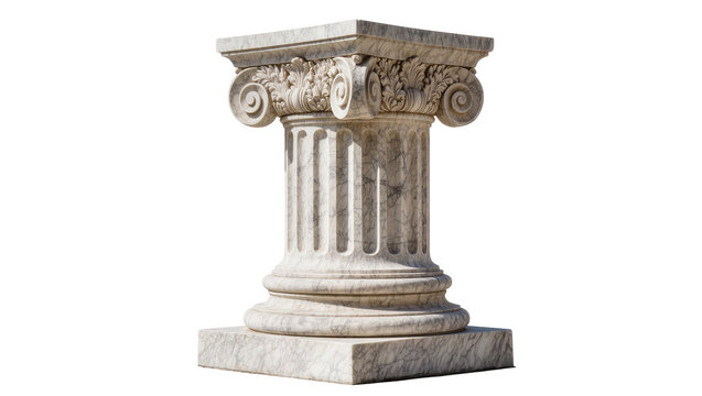 Ionic marble column capital with volutes and acanthus leaves