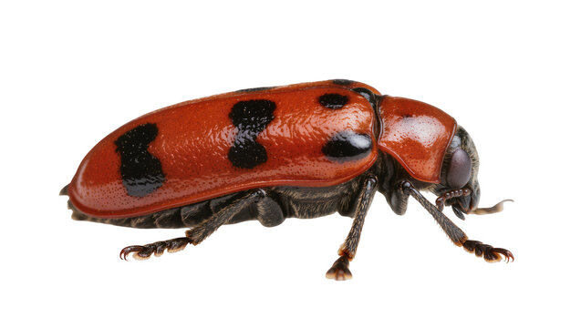 Red beetle with black spots, detailed macro shot